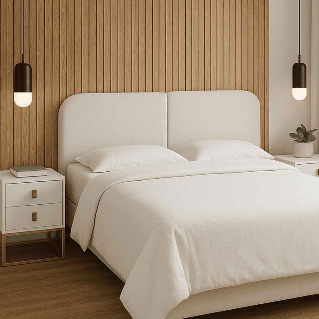Cabeceira Cama Box Queen 160 cm Orgânica Tecido Bouclé