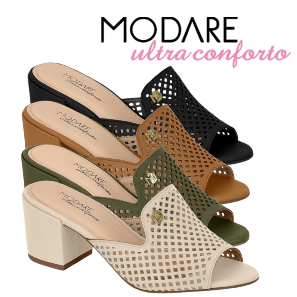 Tamanco Salto Slide Feminina Modare Ultraconforto Napa Salto Medio Original Confort Microperfurações