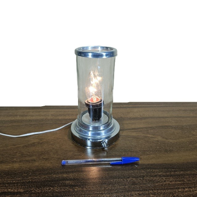 Luminária Mesa Exclusiva Antiga Aluminio Vidro 20x12cm 450g