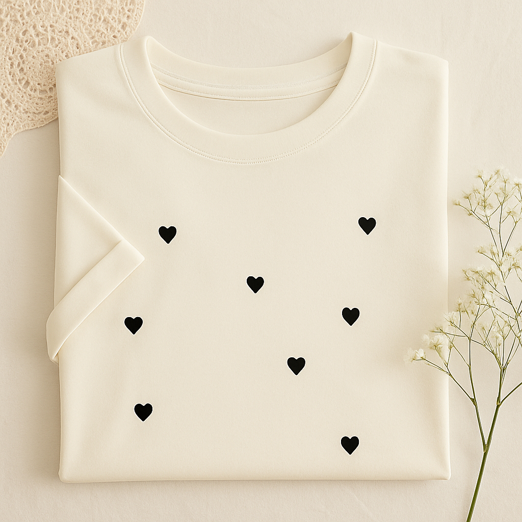 Tshirt Poa Coração / Blusa BabyLook / blusa feminina / roupas femininas / Blusa elegante /...