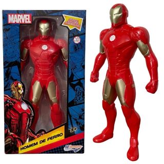 Boneco Homem de Ferro Vingadores Bonecos Marvel Super Heróis Iron Man Brinquedos Semi Articulados 22 cm de Altura