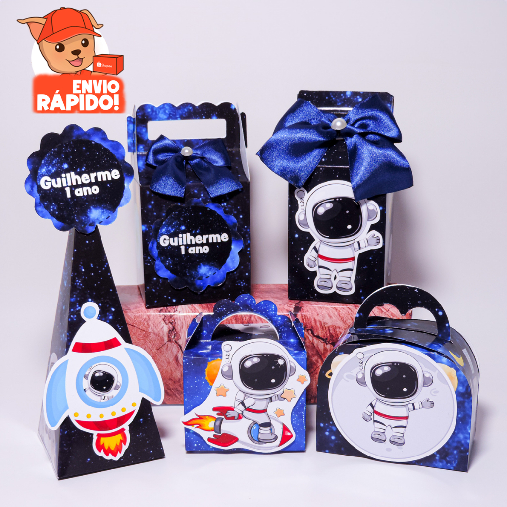 Kit Festa Astronauta, Caixinhas Personalizada Astronauta Planetas, Lembrancinhas, Decoração infantil