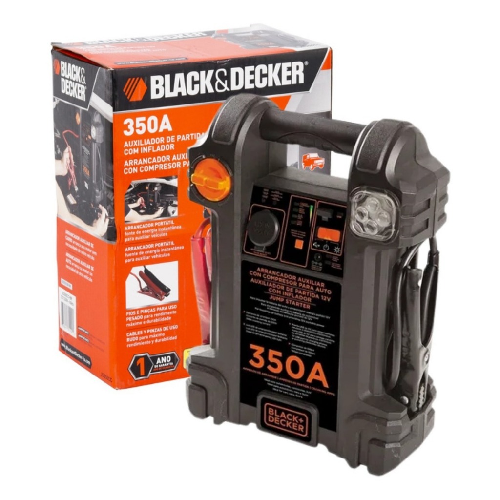 Arrancador Auxiliar de Partida com Compressor Inflador Integrado e Luz de Emergência 350A 12V Bivolt