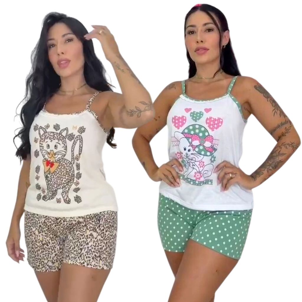 Kit 2 Pijama Baby Doll Malha Confort Premium Semelhante Algodão Short Doll Feminino Confortável Promoção em Oferta na Shopee