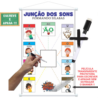 Banner plastificado pedagógico Junção das onomatopéias + caneta em Oferta na Shopee