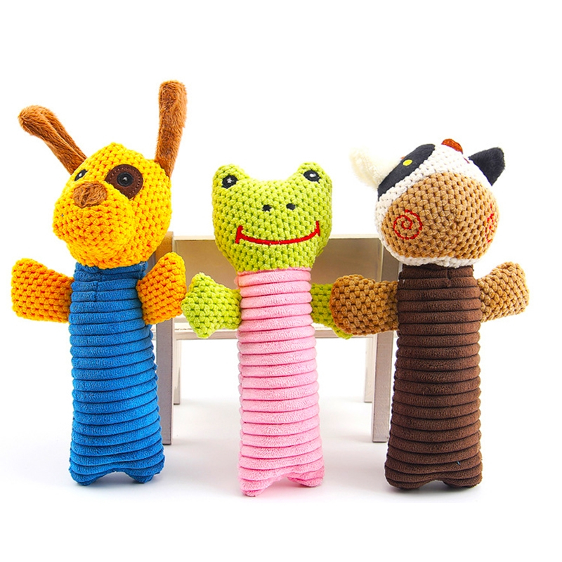 Brinquedo para cães cachorros pequeno porte filhote mordedor pelúcia canelada Doguinho Vaquinha Sapo