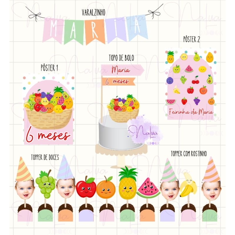 Kit só um bolinho - Frutinhas/Feirinha