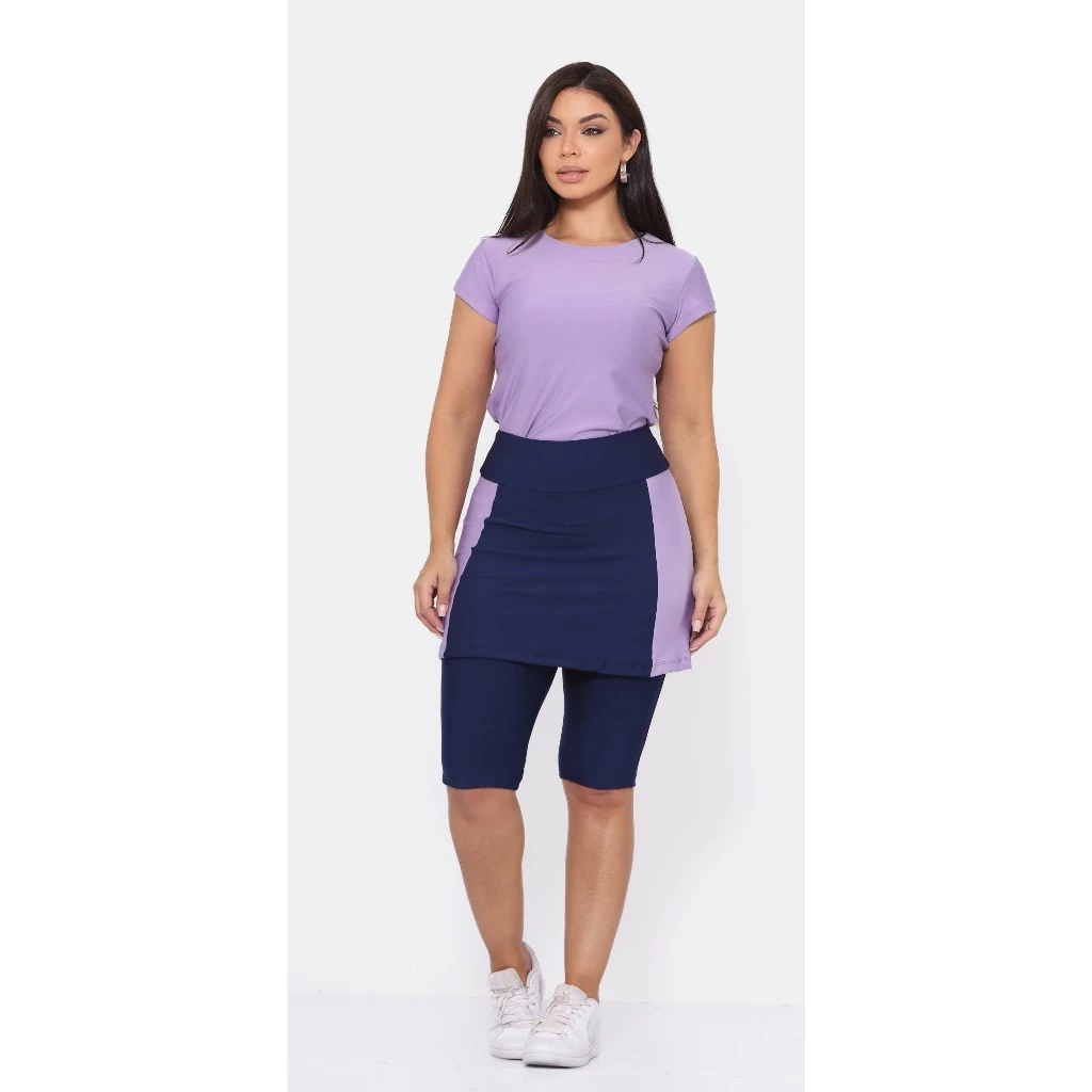 Conjunto Fitness Bicolor Moda Evangelica Com Bolso Suplex — imagem 1