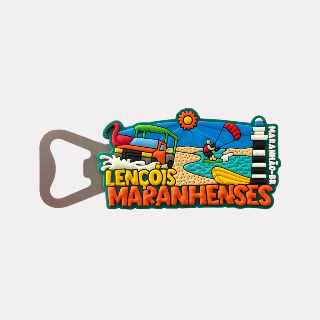 Ímã Abridor de Geladeira Emborrachado Lençóis Maranhenses MA - Lembrança Kitesurf Farol Praia
