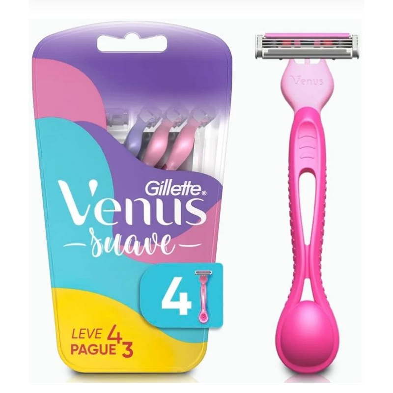 Aparelho Depilação Vênus Suave Gillette C/4 Unidades Tipos