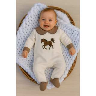 Macacão bebê cavalinho 100% algodão Nicolas em Oferta na Shopee