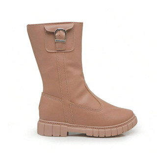 Bota Infantil Feminina Menina Botinha Infantil Preta/Nude Inverno Bota Menina Bolsinha