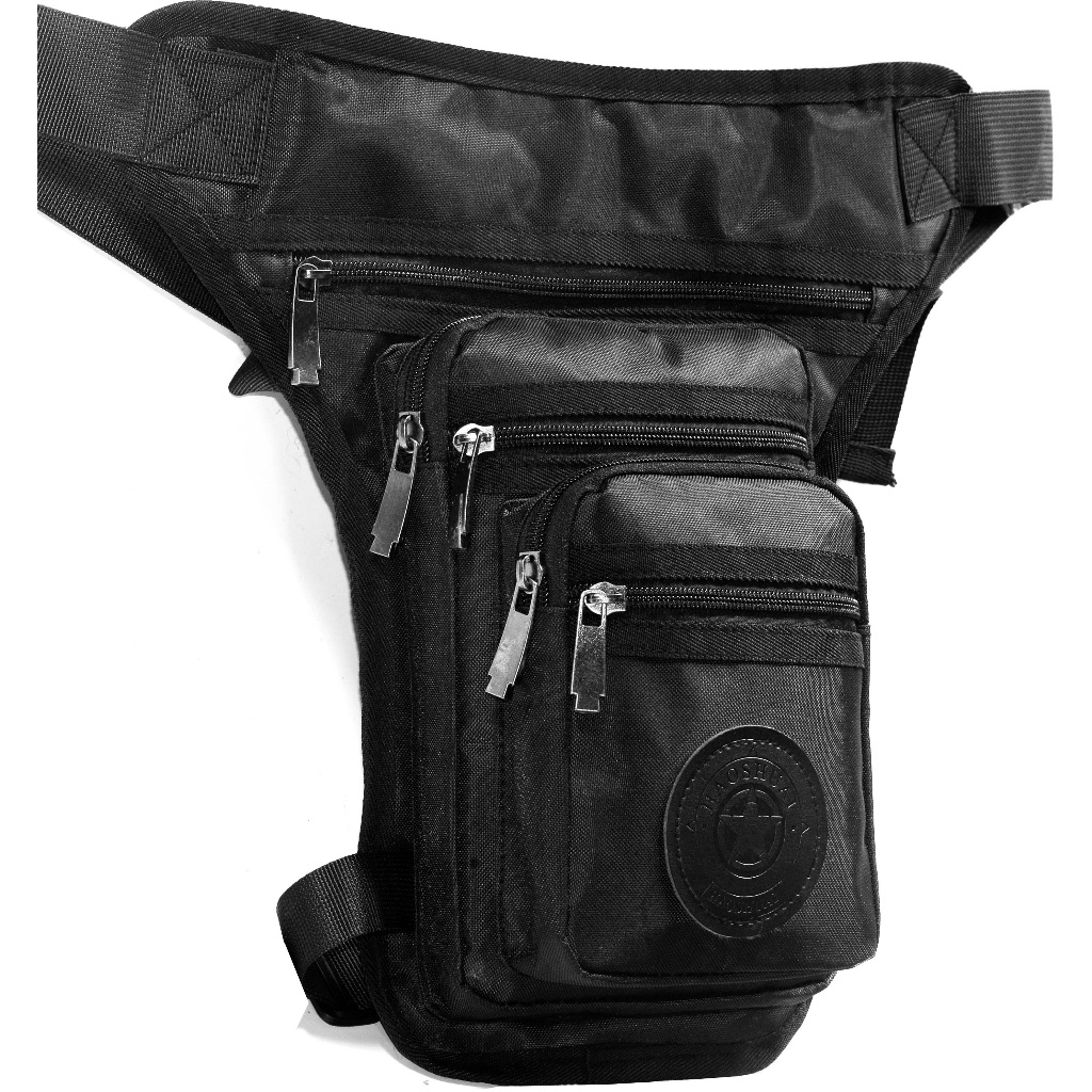 Bolsa Perna Pochete Cartucheira Motoboy Camping  Nylon 5 Ziper HBB-10 Black