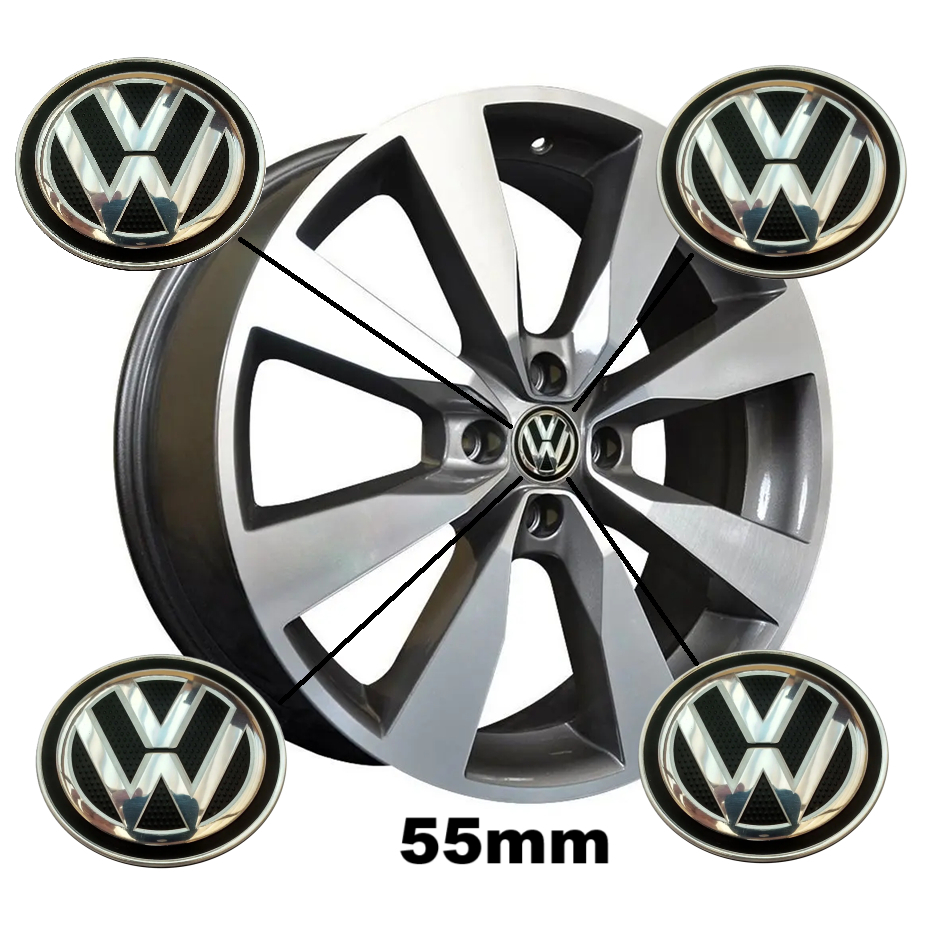 Calota Calotinha Centro Roda Vw Gol G5 G6 Fox Polo Virtus Voyage Saveiro Preto 55mm Emblema VW