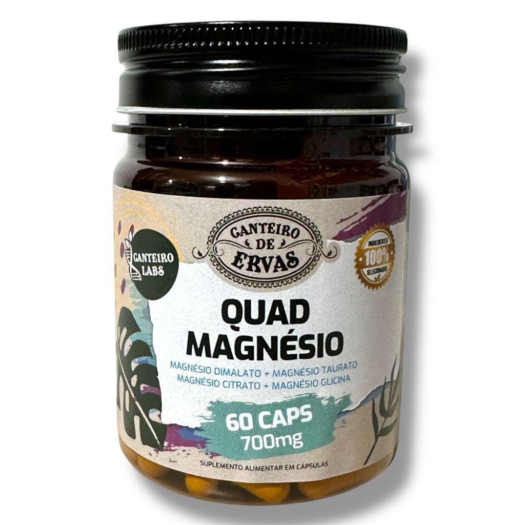 Quad Magnésio Dimalato + Taurato + Citrato + Glicina 700mg 60caps Canteiro de Ervas em Oferta na Shopee