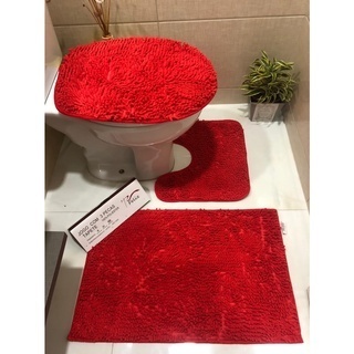 KIT Tapete 3Pçs Banheiro Macarrão Antiderrapante Jogo Banheiro Felpa Aveludada Solado