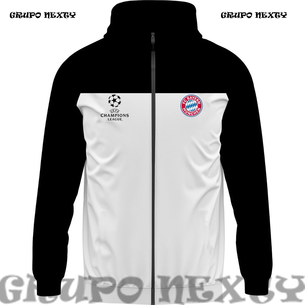 Corta Vento FC Bayern München liga Dos Campeões Champions Casaco Blusa De Frio Masculina Manga Longa Capuz Jaqueta Preta