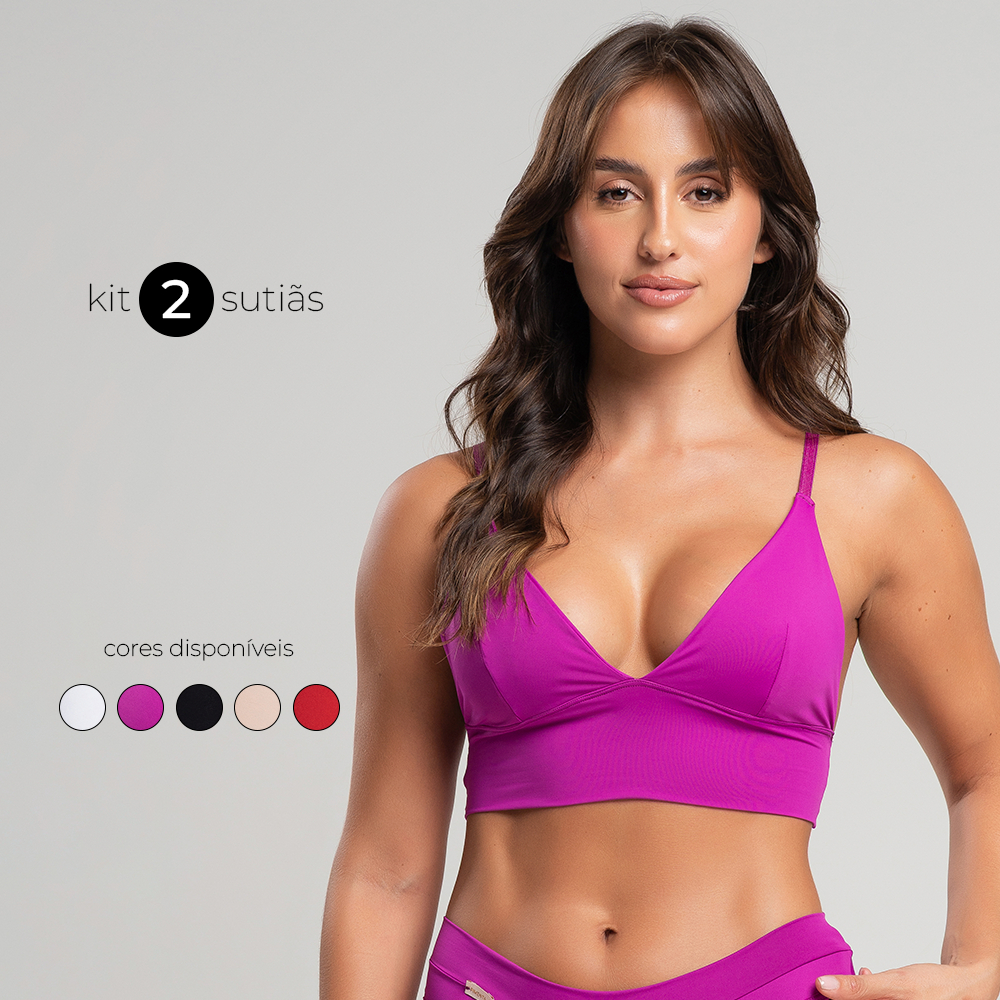 Kit 2 Sutiãs Feminino Lingerie Confortável em Poliamida - Alças Finas Ajustáveis em Oferta na Shopee