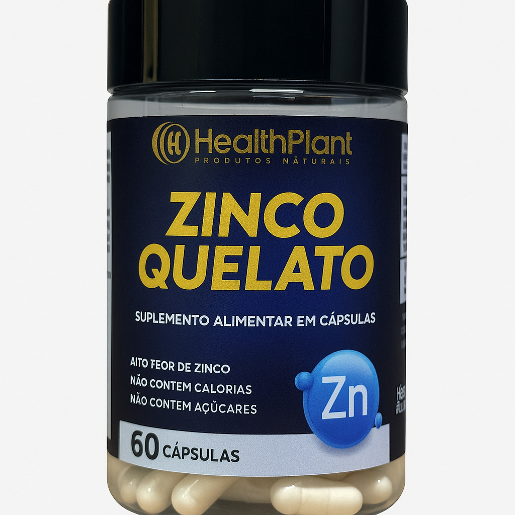 Zinco Quelato 500mg 60 Cápsulas | Suplemento Imunidade e Saúde da Pele – HealthPlant