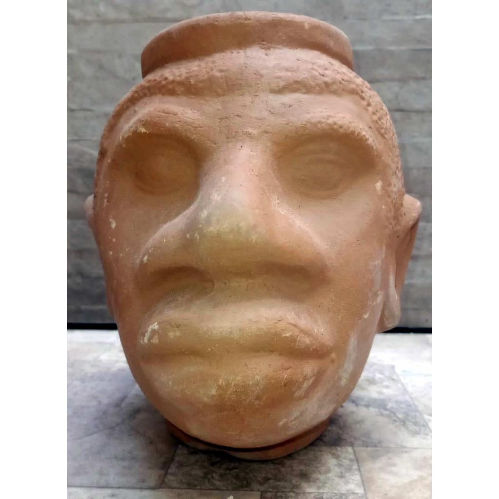 Cabeça de Exu Bará vulto de Esu Grande vaso pote de barro cru igba imagem eleguá candonblé umbanda