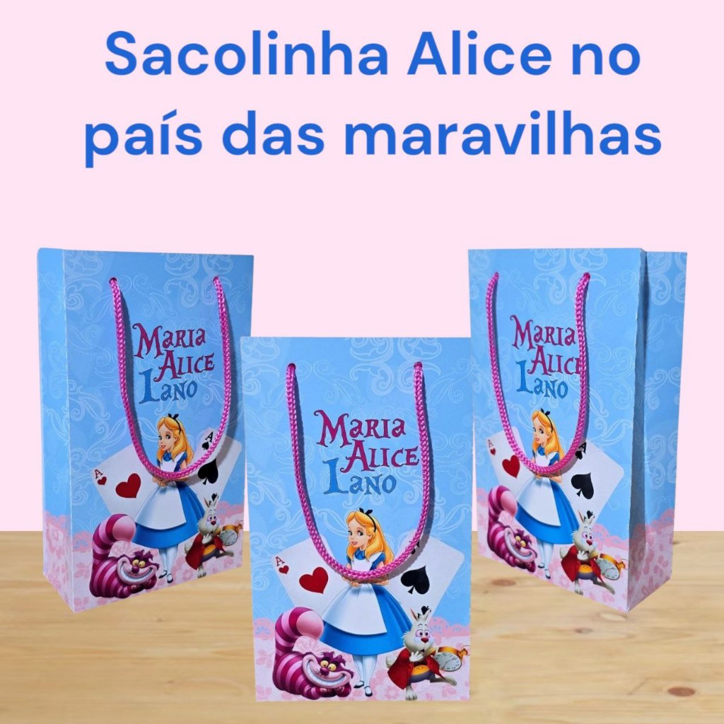 20 Sacolinhas Personalizadas Tema Alice No País Das Maravilhas - kit festa - lembrancinhas