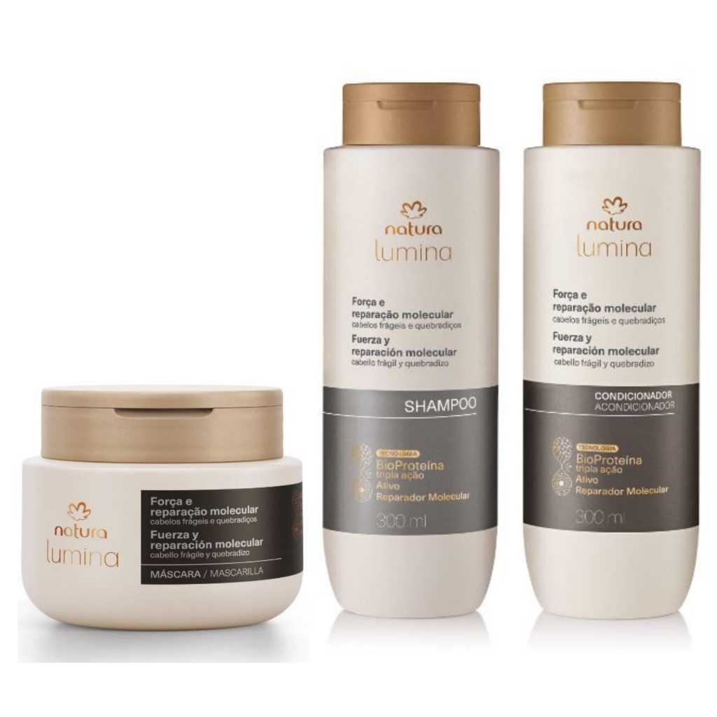 Kit Lumina Força e Reparação Molecular: Shampoo 300ml + Condicionador 300ml + Máscara 250ml