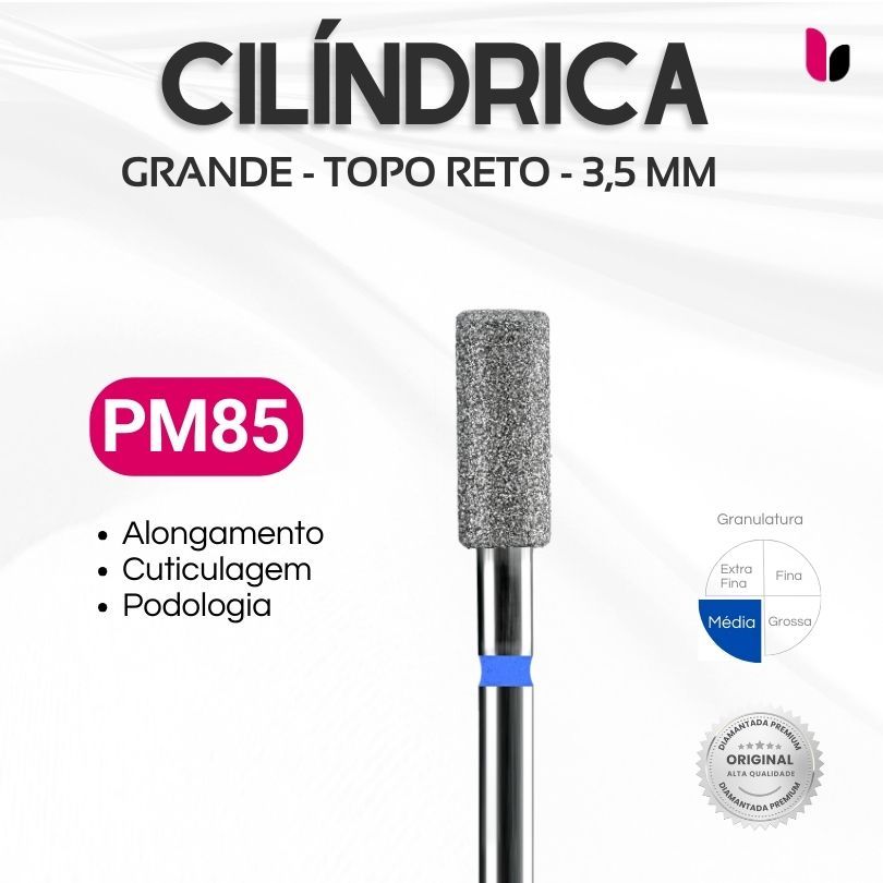 85 - Broca Diamantada Cilíndrica Larga - Topo Reto - 3,5mm