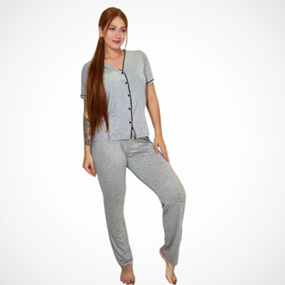 Pijama Feminino Americano blusinha manga curta com calça em Oferta na Shopee