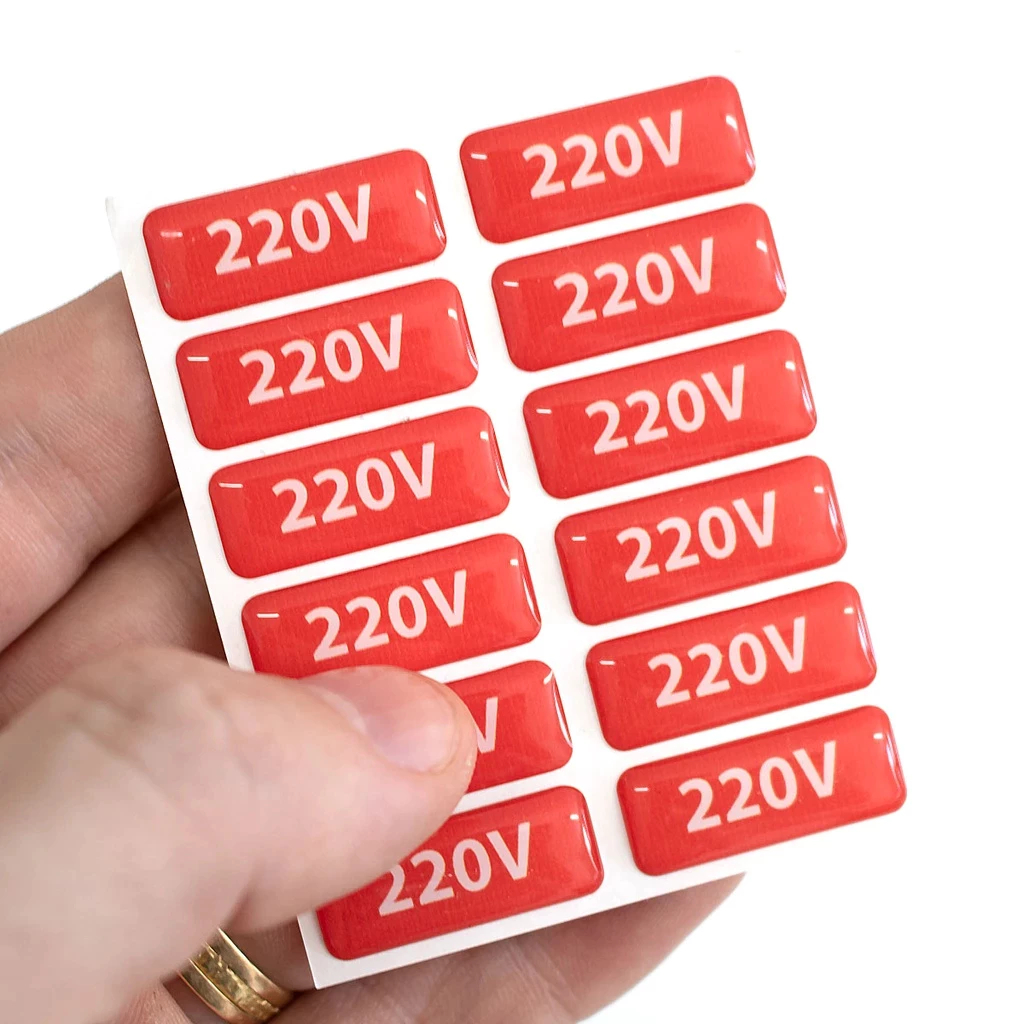 Etiquetas De Voltagem Tomada 220v Vermelho Resinado 12pcs em Oferta na Shopee