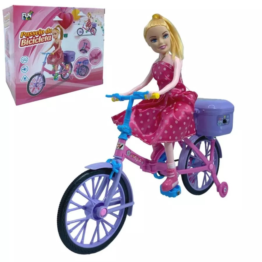Boneca Com Bicicleta Ciclista Articulada Musical Anda E Luz em Oferta na Shopee