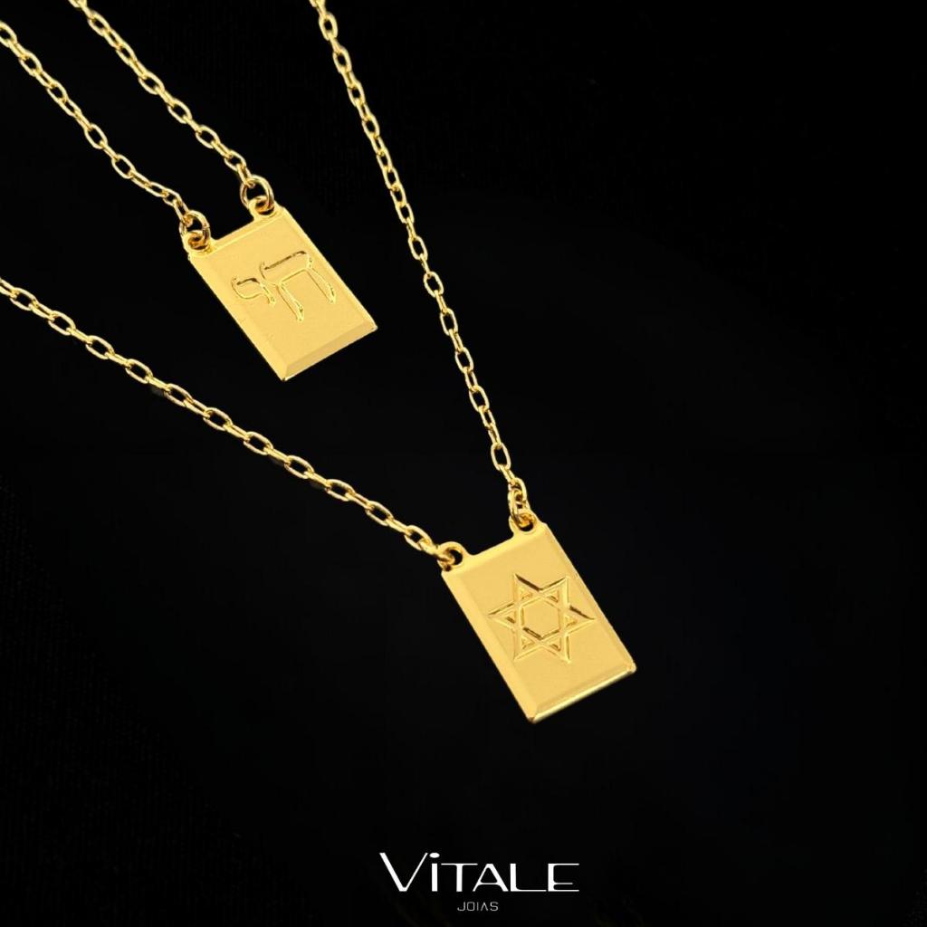 Corrente Escapulário Estrela de Davi Banhado a Ouro 18k Colar Folheado Banho de Ouro | Envio Imediato