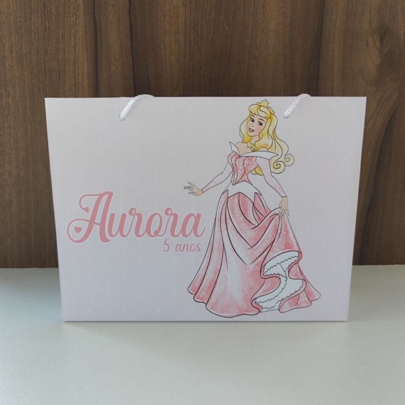 10 sacolinha Personalizada Princesa Aurora Aquarela - Pegue e Monte Lembrancinha Princesa Aurora