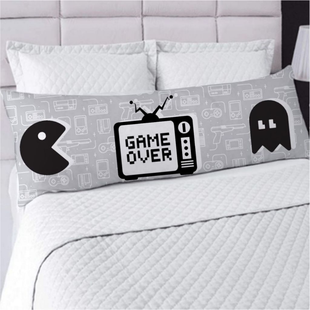 Travesseiro de Corpo Xuxão 125cm x 45cm Estampa Game Over + Fronha com Zíper para Quarto em Oferta na Shopee
