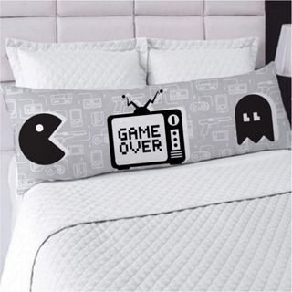 Travesseiro de Corpo Xuxão 125cm x 45cm Estampa Game Over + Fronha com Zíper para Quarto em Oferta na Shopee