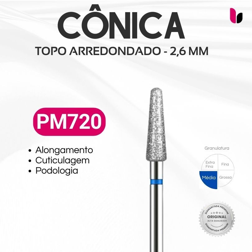 720 - Broca Diamantada - Cônica Ponta Arredondada - 2,6mm em Oferta na Shopee