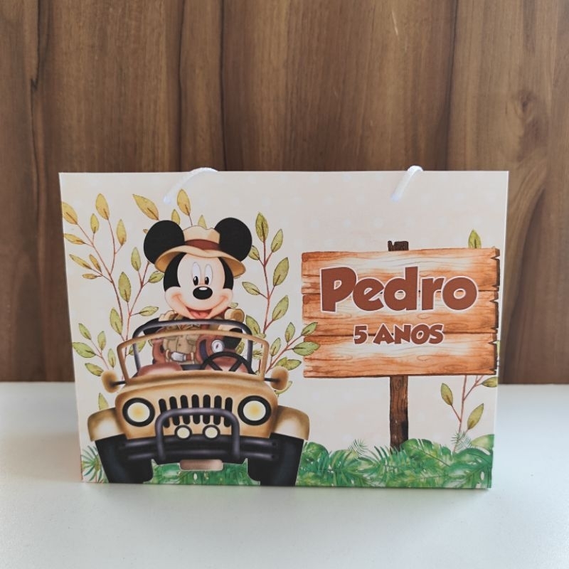 Sacolinha Personalizada Mickey Safari- Pegue e Monte em Oferta na Shopee