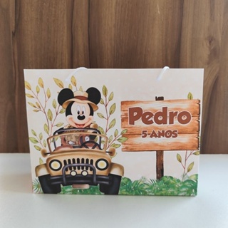 Sacolinha Personalizada Mickey Safari- Pegue e Monte em Oferta na Shopee