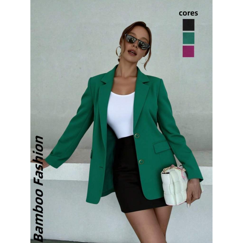 Bamboo Fashion Blazer Alfaiataria Com Forro Botão Feminino Casaco Elegante Social Coleção Nova importado tecido ótima li