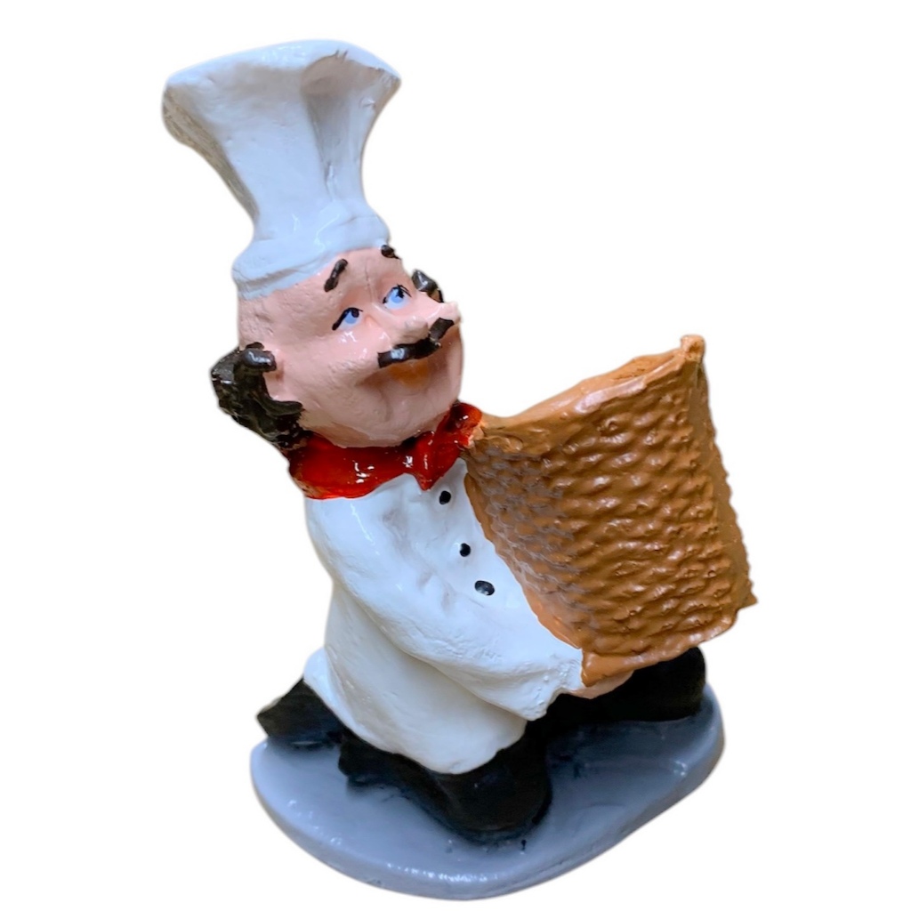 Paliteiro Cozinheiro Com Cesta 12cm Resina Decoração Restaurante