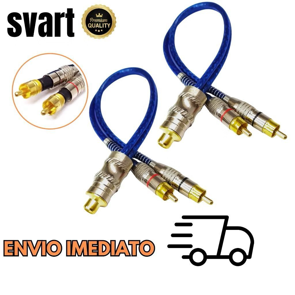 Kit 2 Cabo Rca Y 1 Femea + 2 Machos Blindado Tech One Svart Azul 1f+2m