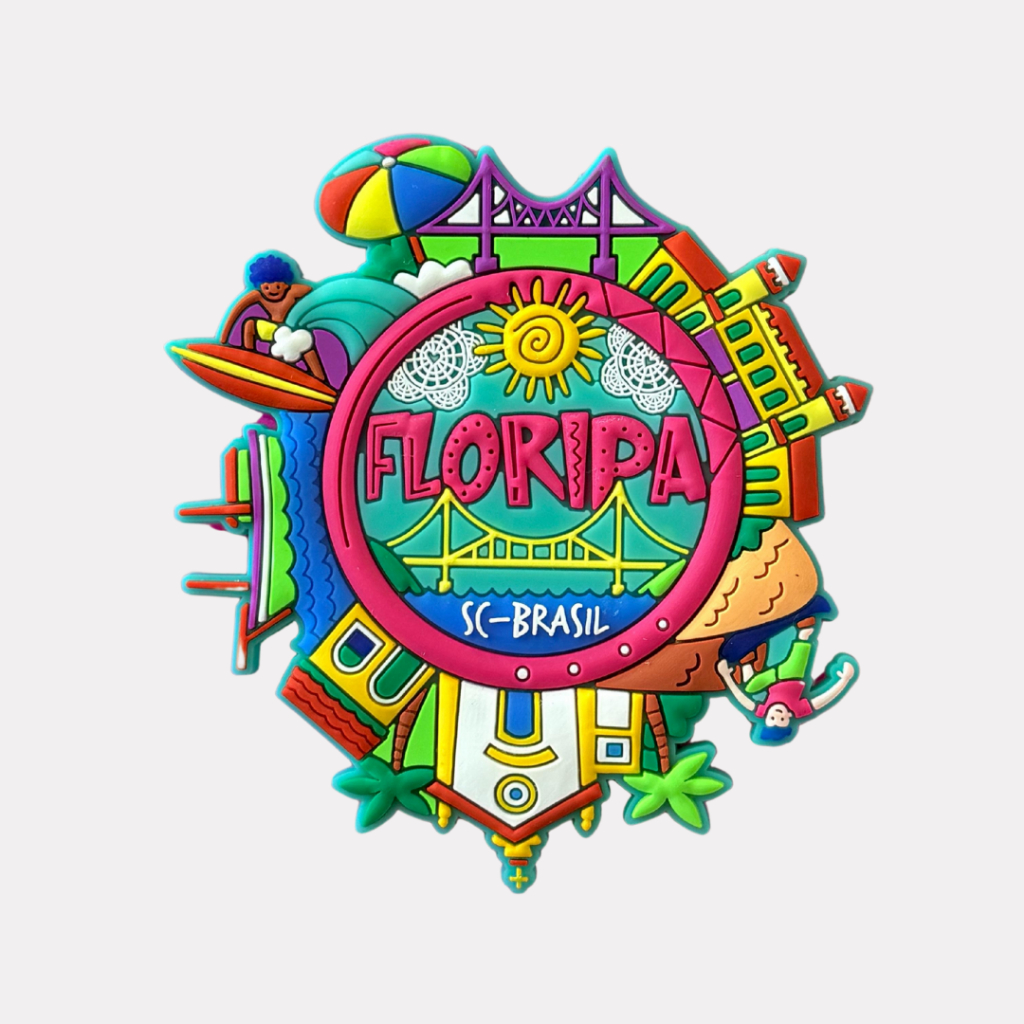 Ima de Geladeira Emborrachado Floripa SC Atrativos - Lembrança Ilha da Magia Florianópolis Praia em Oferta na Shopee