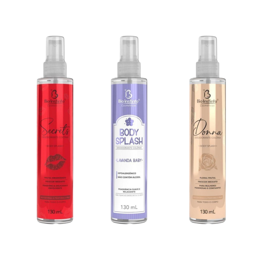 Kit Body Splash Colônia Compacto Viagem Bolsa 130ml - Bio Instinto Lançamento