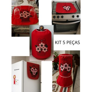 Kit Jogo De Cozinha Com 5 Peças Em Oxford estampados em Oferta na Shopee