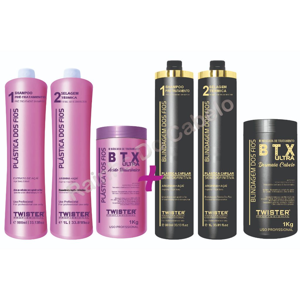 Kit Duplo Twister  1X Selagem dos Fios PDF + 1X Progressiva dos Fios BDF com Argan e Açaí