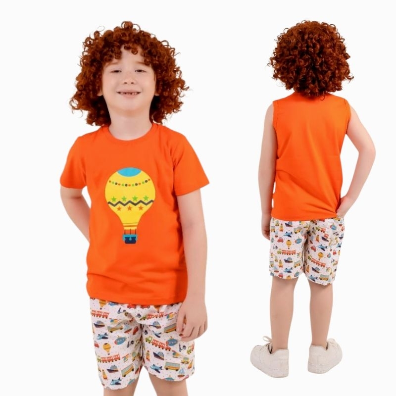 Conjunto Infantil Menino | 2 peças | Camiseta Manga Curta 100% Algodão Premium+ Short Tactel Estampado 1 a 8 anos