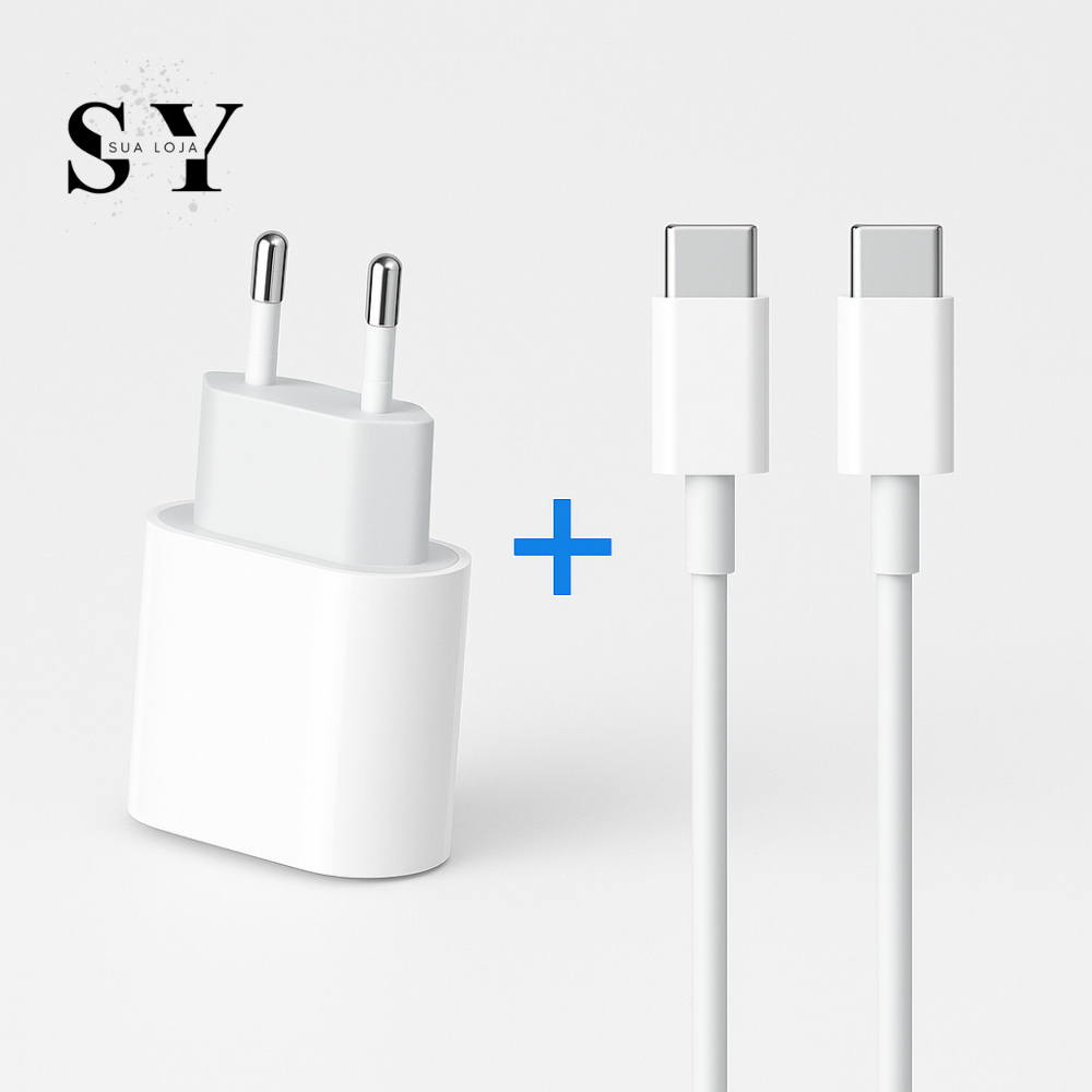 [PREMIUM] Kit Carregador USB-C 35W Compatível com iPhone 15 16 Plus Pro Pro Max Cabo Tipo C Completo