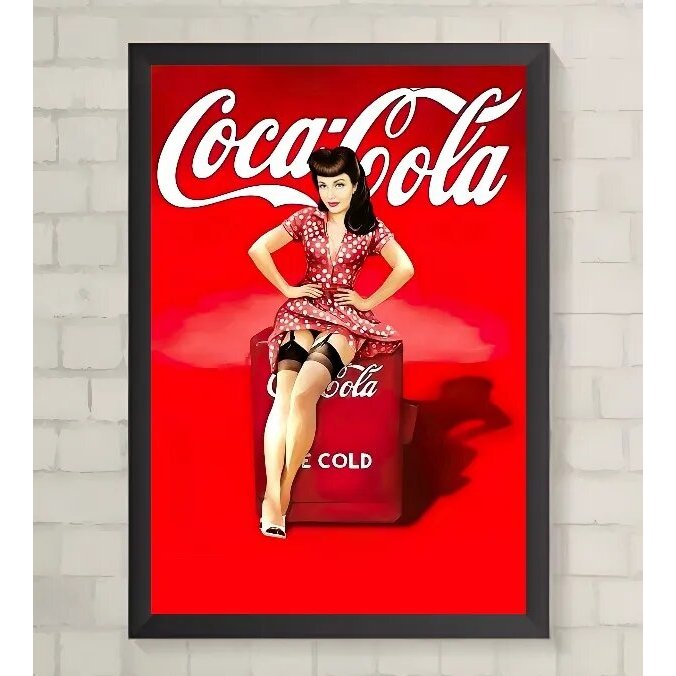Quadro Retrô - Coca Cola Pin Up - Decora - 24 Cm X 33 Cm
