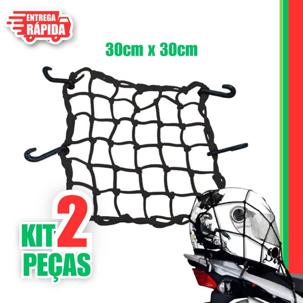 2 Rede Elástica de moto, Aranha Motocicleta Capacete 30x30 em Oferta na Shopee