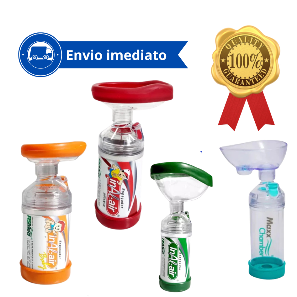 Espaçador Inal-Air RSMed Câmara Alumínio Bombinha Asma Bronquite Antiestático Adulto Infantil Baby