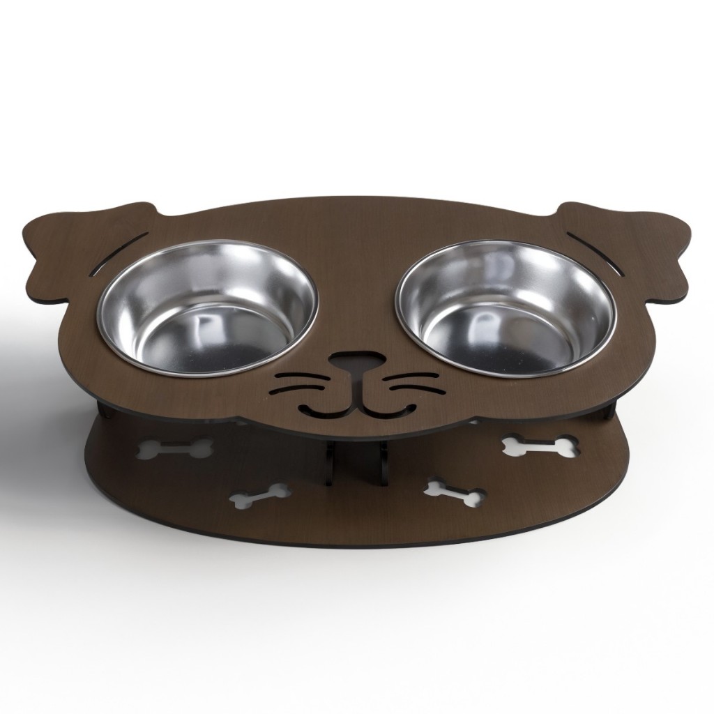 Comedouro Bebedouro Pet Reforçado 4mm Cachorro Personalizado MDF Premium Potes Plástico Ou Alumínio